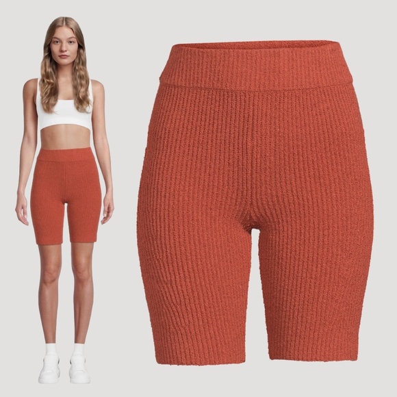 Rag & Bone Sunny Rib Knit Bike Shorts in Paprika Size XS